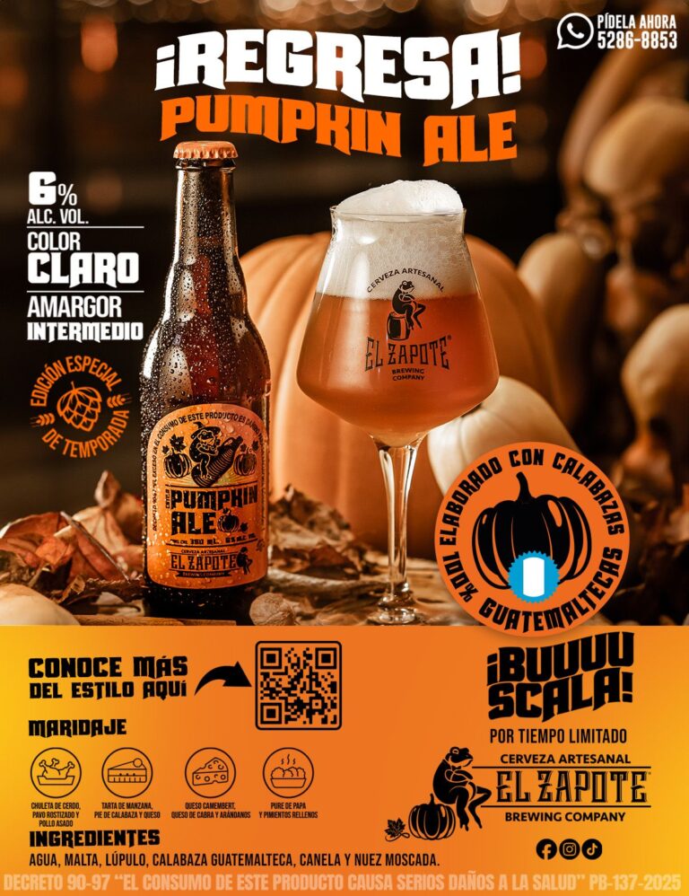 EL ZAPOTE RELANZA EN OCTUBRE SU CERVEZA ARTESANAL PUMPKIN ALE ELABORADA CON CALABAZAS 100% GUATEMALTECAS